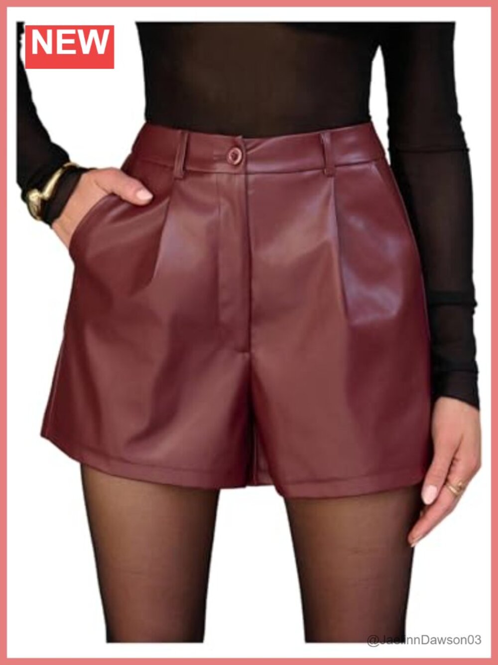 Faux Leather Pleated High Waisted Wide Leg Shorts Casual